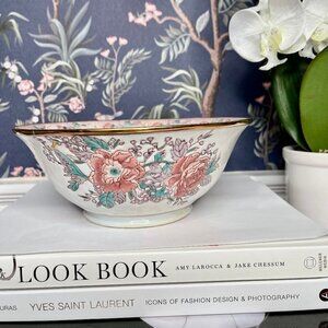 Vintage Toyo Hand-Painted Floral Decorative Bowl Pastel Colors Ceramic Chinoiser